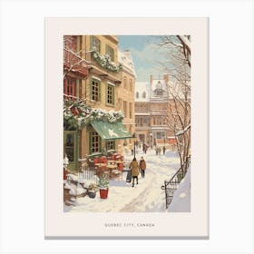 Vintage Winter Poster Quebec City Canada 3 Canvas Print