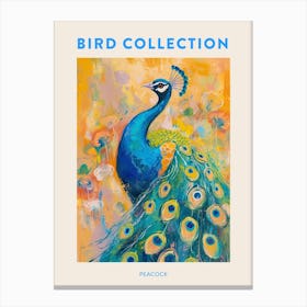 Peacock Mustard Brushstroke Poster Canvas Print