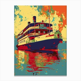 Steamboat Natchez Retro Pop Art 3 Canvas Print