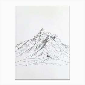 Mount Rainier Usa Line Drawing 2 Canvas Print