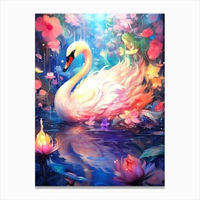 Swan In The Water Canvas Print