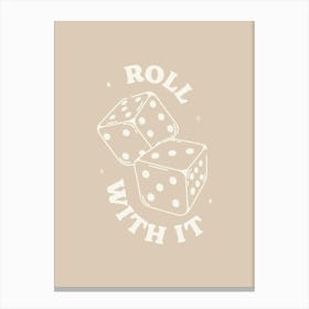 Dice Roll With It Beige Canvas Print