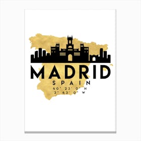 Madrid Spain Silhouette City Skyline Map Canvas Print