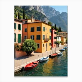 Colorful Houses In Lake Como Canvas Print