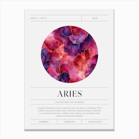 Aries Zodiac Sign, Ruby Birthstone Crystal Gem Canvas Print