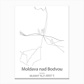 Moldava Nad Bodvou,Slovakia Minimalist Map Canvas Print