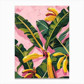 Bananas On Pink Canvas Print