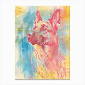 German Shepherd Dog Pastel Line Watercolour Illustration  3 Canvas Print