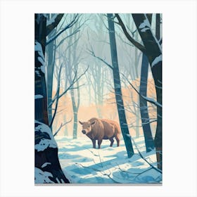 Winter Wild Boar 1 Illustration Canvas Print