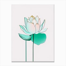 Water Lily Floral Minimal Line Drawing 2 Flower Canvas Print