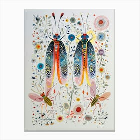 Colourful Insect Illustration Lacewing 6 Canvas Print