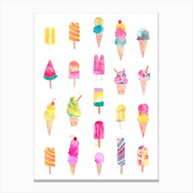 Cute Icecreams Pastel Canvas Print