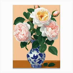 English Roses Painting Rose In A Vase 3 Canvas Print