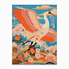 Maximalist Bird Painting Crane 1 Canvas Print
