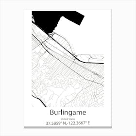 Burlingame,United States Minimalist Map Canvas Print