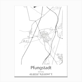 Pfungstadt,Germany Minimalist Map Canvas Print