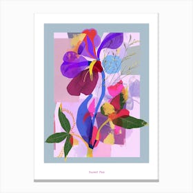 Sweet Pea 3 Neon Flower Collage Poster Canvas Print