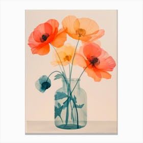 Poppies in a Vase. Floral Watercolor Canvas Print