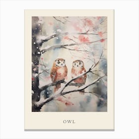 Winter Watercolour Owl 3 Poster Canvas Print