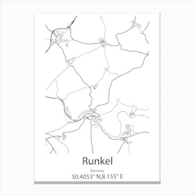 Runkel,Germany Minimalist Map Canvas Print