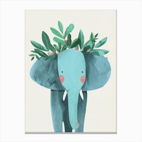 Elephant With Leaves Canvas Print