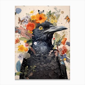 Bird With A Flower Crown Blackbird 4 Canvas Print
