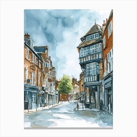 Kingston Upon Thames London Borough   Street Watercolour 1 Canvas Print
