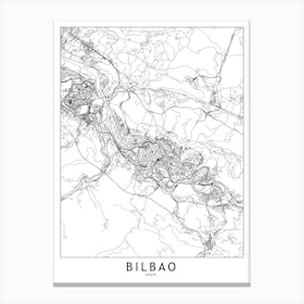 Bilbao White Map Canvas Print