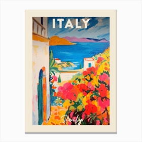 Sicily Italy 5 Fauvist Painting Travel Poster Canvas Print