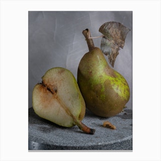 Pears On Marble Canvas Print