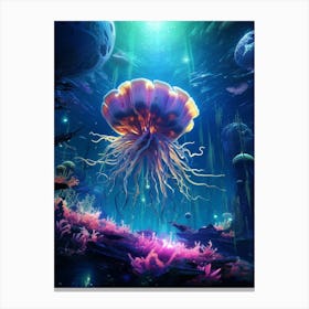 Jellyfish In The Ocean Canvas Print