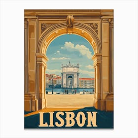 Aihrgdesign A Retro Travel Poster For Lisbon Featuring Canvas Print