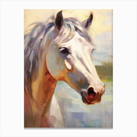 White Horse Head Painting Close Up Canvas Print
