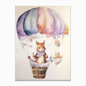 Baby Squirrel 3 In A Hot Air Balloon Canvas Print