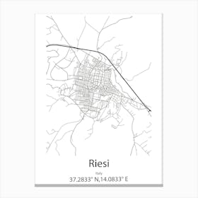 Riesi,Italy Minimalist Map Canvas Print