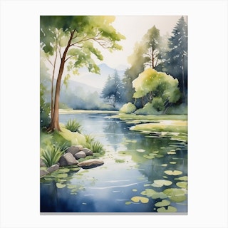 Watercolor Landscape Painting 2 Canvas Print