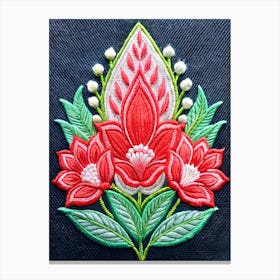 Flower Embroidery Design Canvas Print