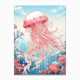 Jellyfish Animal Drawing In The Style Of Ukiyo E 3 Canvas Print