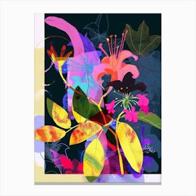 Honeysuckle 3 Neon Flower Collage Canvas Print