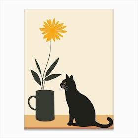 Cat And Flower Canvas Print