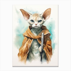 Devon Rex Cat As A Jedi 1 Canvas Print