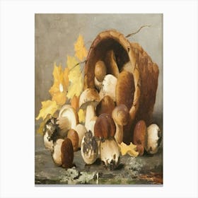 Mushrooms In A Basket Canvas Print