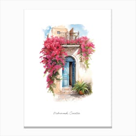 Dubrovnik, Croatia   Mediterranean Doors Watercolour Painting 1 Poster Canvas Print