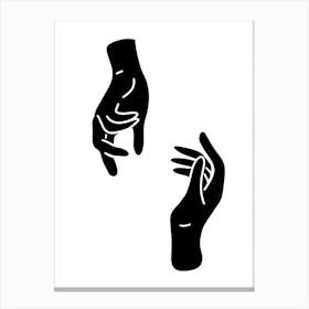 Two Hands Reaching Out Hand Drawing Boho Art Deco Illustration Leinwandbild