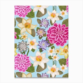Daffodil Clematis Floral Canvas Print