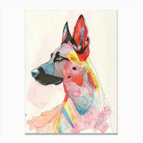 Beauceron Dog Watercolour Geometric Line Drawing Canvas Print