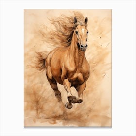 A Horse Painting In The Style Of Dry Brushing 1 Canvas Print