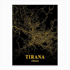 Tirana Gold City Map 1 Canvas Print