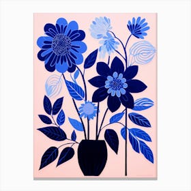 Blue Flower Illustration Dahlia 4 Canvas Print