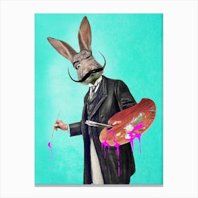 Rabbit Painter Canvas Print